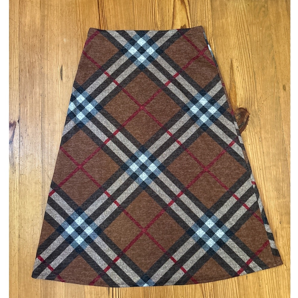 New York Clothing Co Plaid Skirt Women Brown A-Line Midi Vintage Style SIZE L - Picture 5 of 5